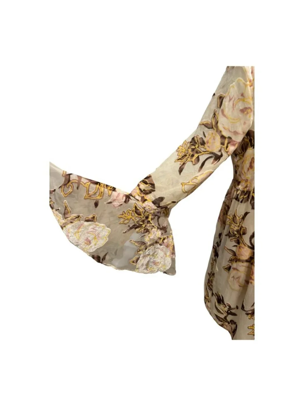 Luxe Apothetique Floral Burnout Velvet Mini Dress M Romantic Boho Bell Sleeve - Picture 3 of 10